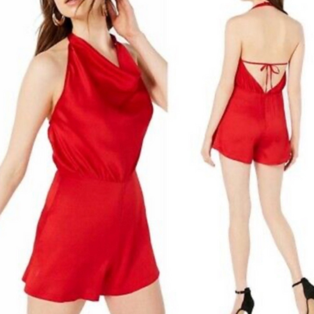Kendall + Kyle NWT Red‎ Halter Cowl Neck Open Back Elegant Halter Neck Romper M